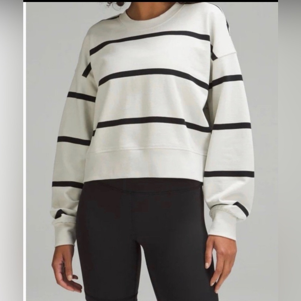 lululemon athletica Cream & Black Striped Crewneck - Picture 2 of 7